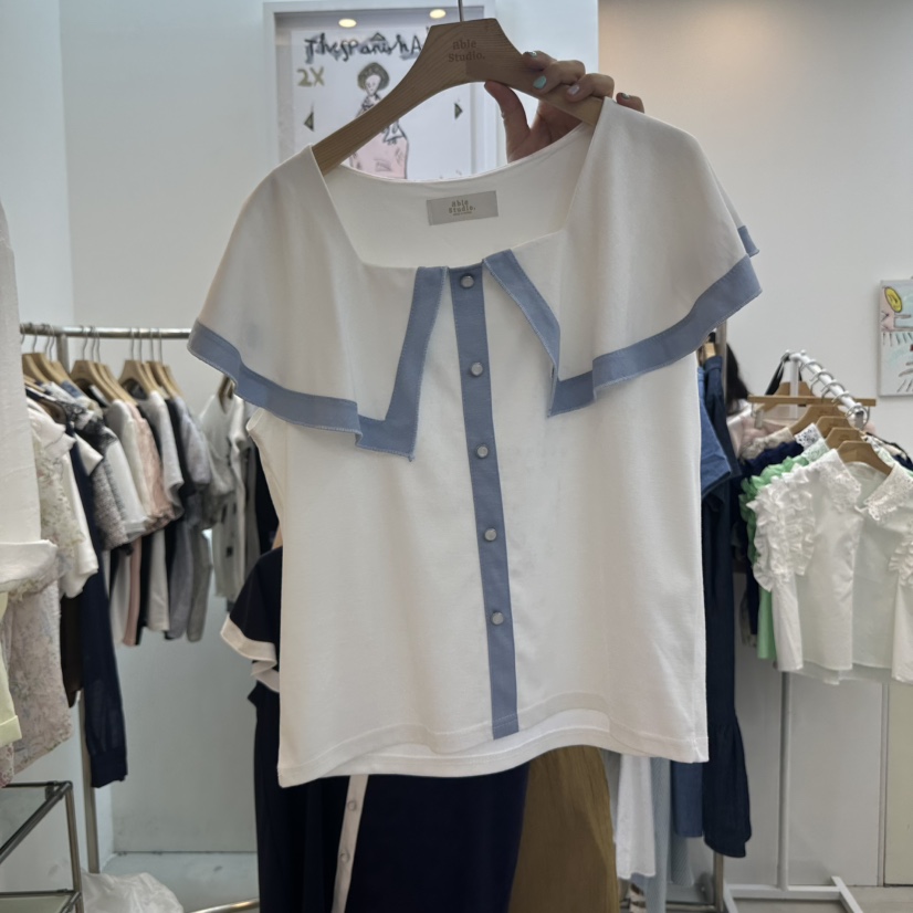 ABLESTUDIO韓國直郵㊣女裝新品職業人氣25春夏休閑襯衫蕾絲衫ABLE STUDIO襯衫/蕾絲衫