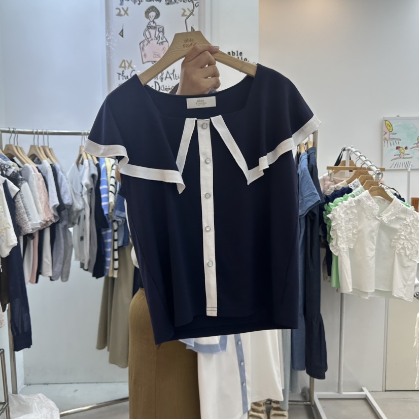 ABLESTUDIO韓國直郵㊣女裝新品職業人氣25春夏休閑襯衫蕾絲衫ABLE STUDIO襯衫/蕾絲衫圖色2