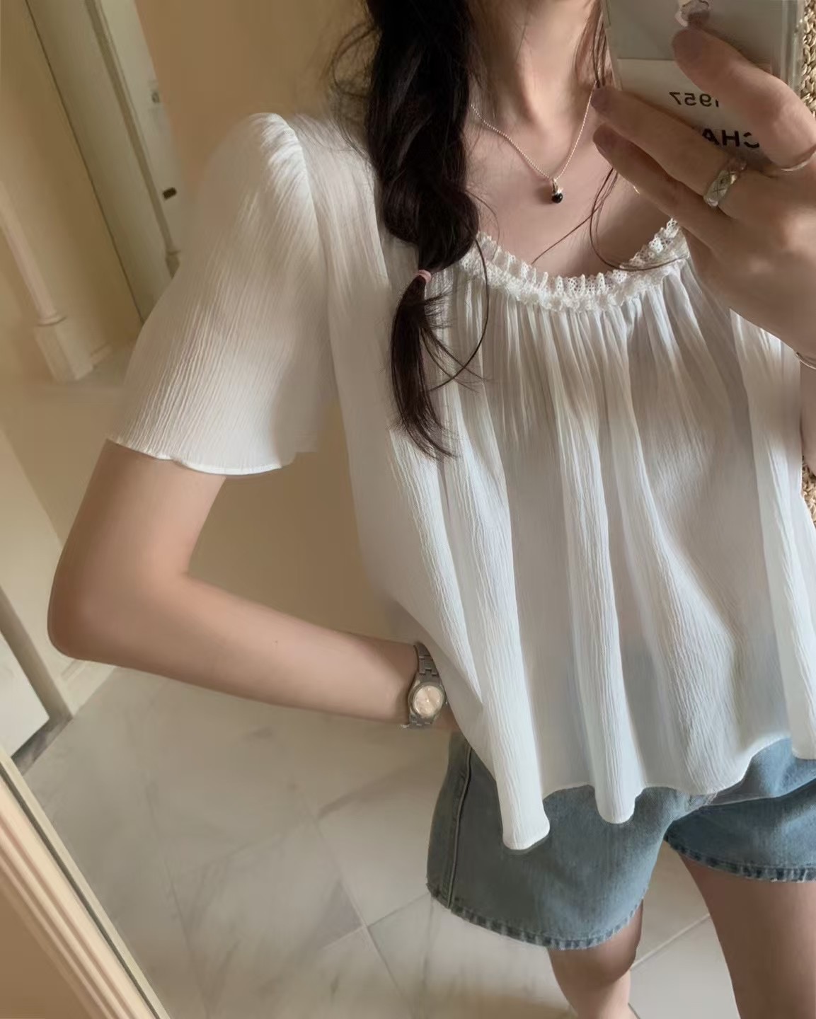 PYT-ot東大門㊣實拍女裝新品職業25春夏推薦人氣襯衫蕾絲衫pretty young thing襯衫/蕾絲衫