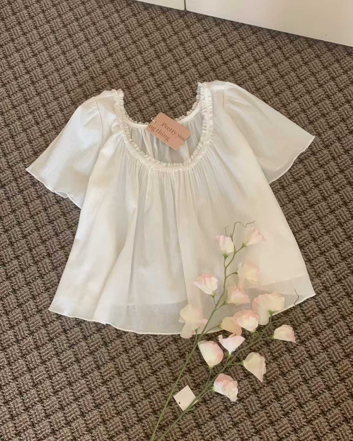 PYT-ot東大門㊣實拍女裝新品職業25春夏推薦人氣襯衫蕾絲衫pretty young thing襯衫/蕾絲衫圖色1