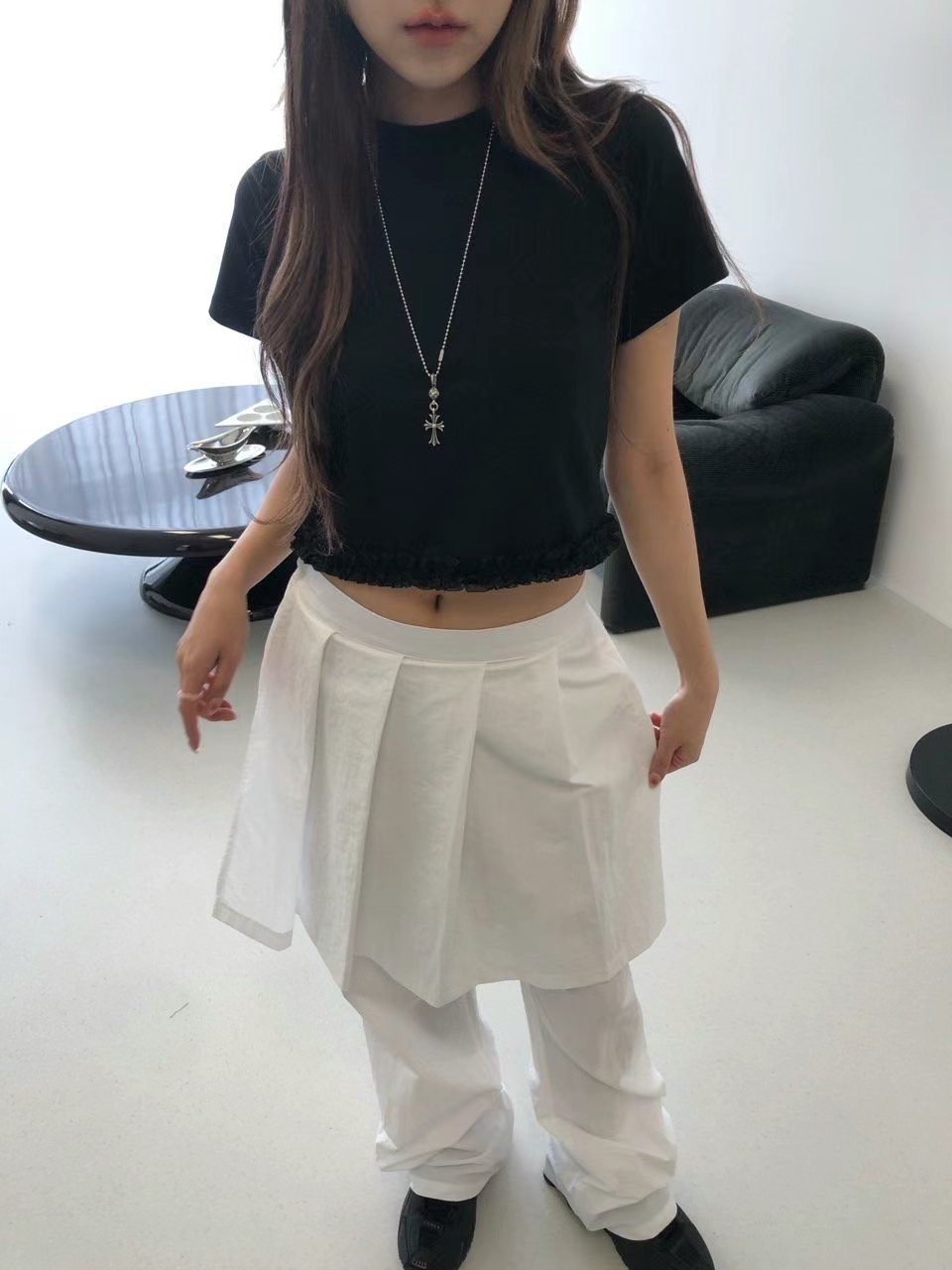 VIVID東大門㊣代購女士新款推薦時尚真品人氣職業休閑裙褲褶皺VIVID裙褲
