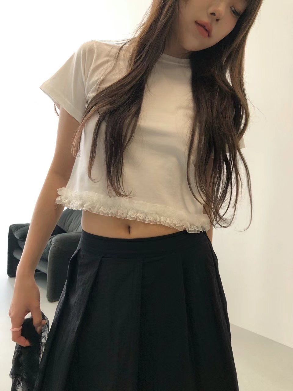 VIVID東大門㊣實拍女裝新款時尚休閑人氣熱賣推薦真品T恤蕾絲VIVIDT恤圖色2