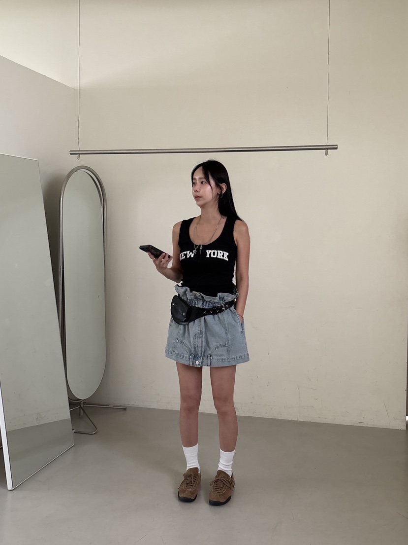 SUNDER MARKET東大門㊣代購女士新款休閑25春夏推薦短裙綁帶SUNDER MARKET短裙