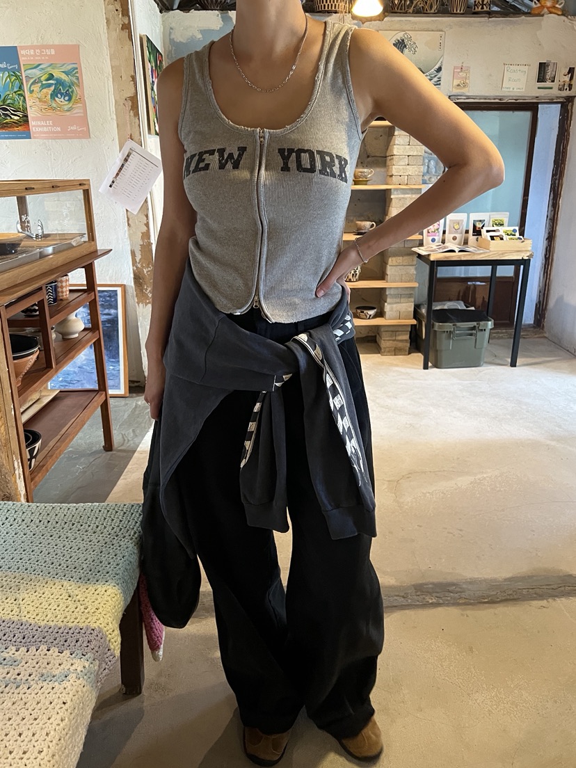 SUNDER MARKET東大門㊣直郵女裝新款熱賣職業吊帶背心拉鏈SUNDER MARKET吊帶/背心
