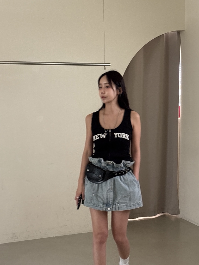 SUNDER MARKET東大門㊣直郵女裝新款熱賣職業吊帶背心拉鏈SUNDER MARKET吊帶/背心