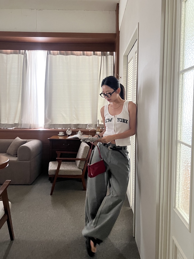 SUNDER MARKET東大門㊣直郵女裝新款熱賣職業吊帶背心拉鏈SUNDER MARKET吊帶/背心