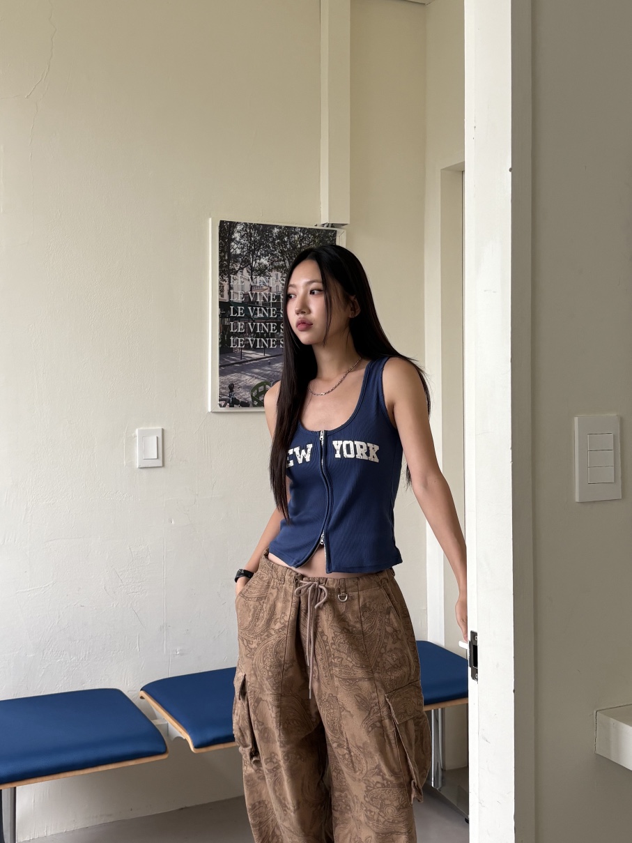 SUNDER MARKET東大門㊣直郵女裝新款熱賣職業吊帶背心拉鏈SUNDER MARKET吊帶/背心