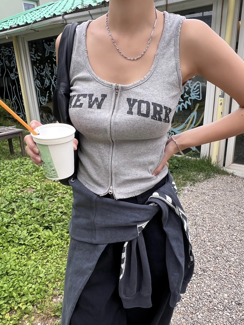 SUNDER MARKET東大門㊣直郵女裝新款熱賣職業吊帶背心拉鏈SUNDER MARKET吊帶/背心