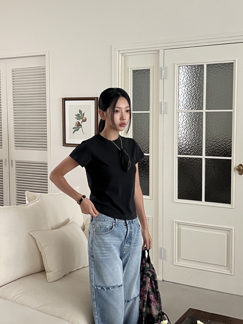 SUNDER MARKET東大門㊣實拍女裝新款職業25春夏熱賣真品T恤SUNDER MARKETT恤
