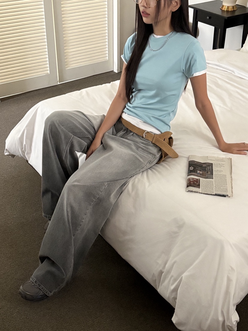 SUNDER MARKET東大門㊣實拍女裝新款職業25春夏熱賣真品T恤SUNDER MARKETT恤