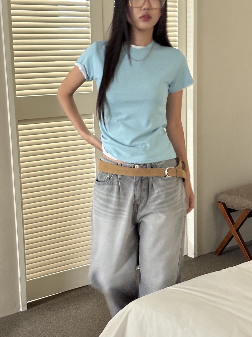 SUNDER MARKET東大門㊣實拍女裝新款職業25春夏熱賣真品T恤SUNDER MARKETT恤圖色2