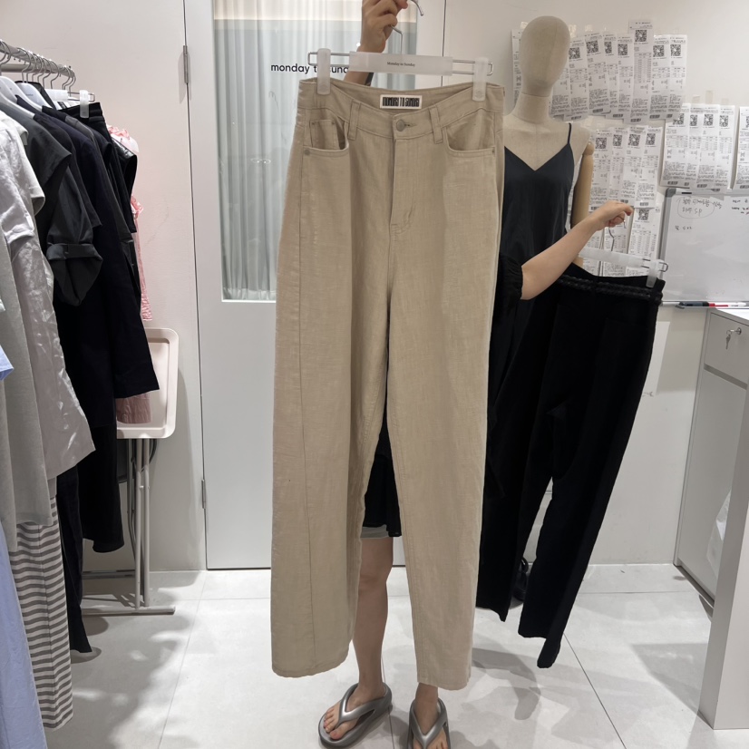 MONDAY TO SUNDAY東大門㊣實拍女裝新品熱賣休閑褲不含腰帶亞麻MONDAY TO SUNDAY休閑褲圖色3