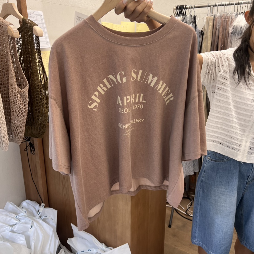 THE MUI韓國直郵㊣女裝新款時尚真品25春夏人氣職業熱賣T恤Mu:i-AT恤圖色3