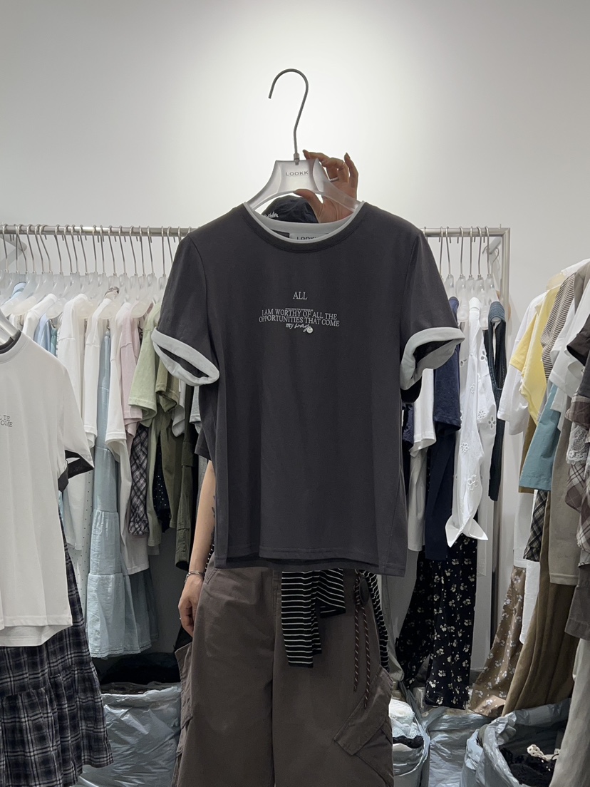 LOOKK東大門㊣實拍女士新品25春夏休閑推薦熱賣時尚人氣T恤LOOKKT恤圖色2
