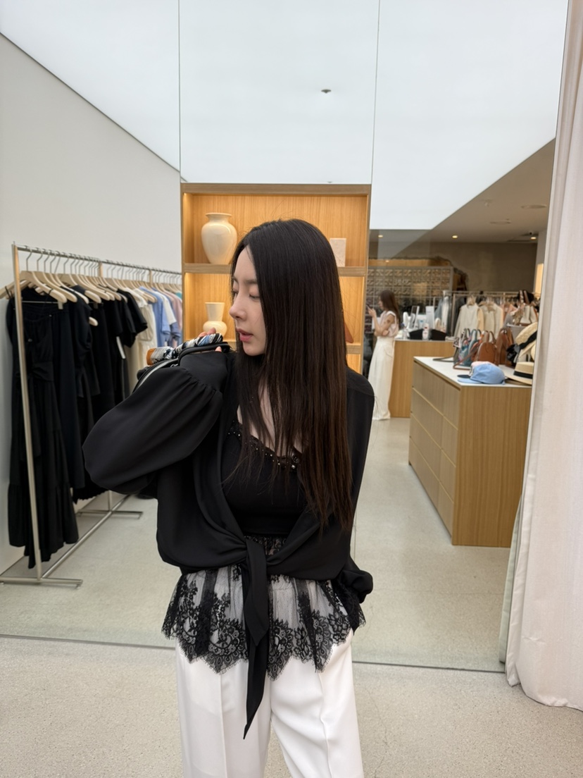 JUJU韓國直郵㊣女士新款真品休閑時尚推薦人氣25春夏襯衫蕾絲衫JUJU襯衫/蕾絲衫