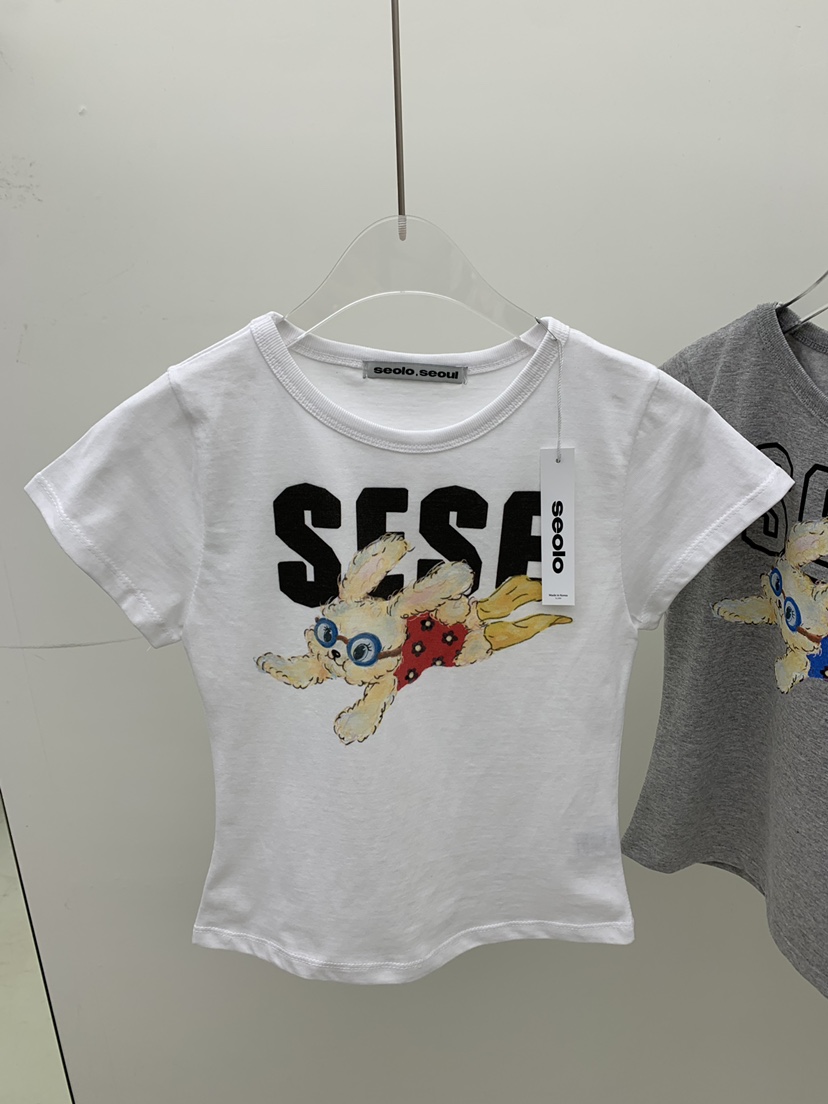 SEOLO韓國代購㊣女士新款25春夏推薦職業真品休閑熱賣T恤兔子Seolo seoulT恤
