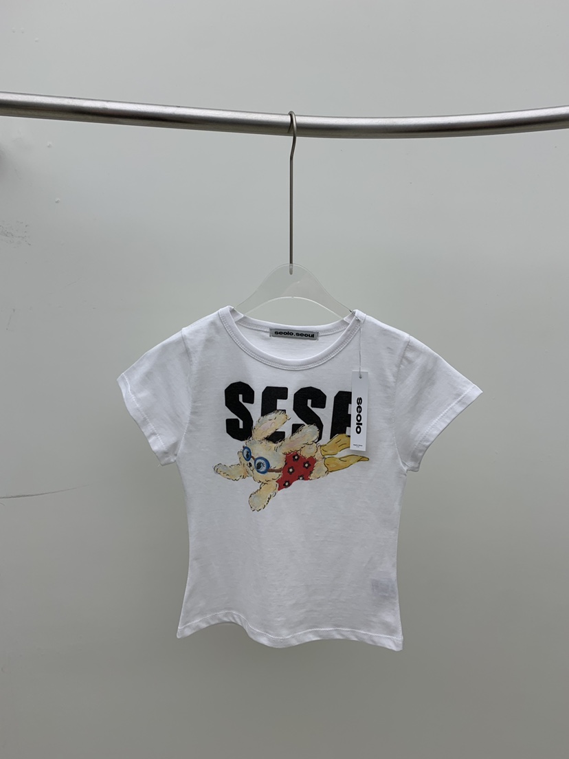 SEOLO韓國代購㊣女士新款25春夏推薦職業真品休閑熱賣T恤兔子Seolo seoulT恤圖色1