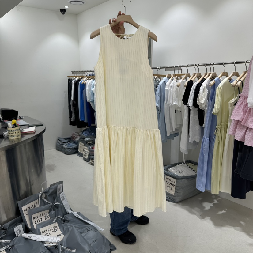 REPELLER東大門㊣代購女士新款真品職業人氣休閑連衣裙條紋REPELLER連衣裙圖色2