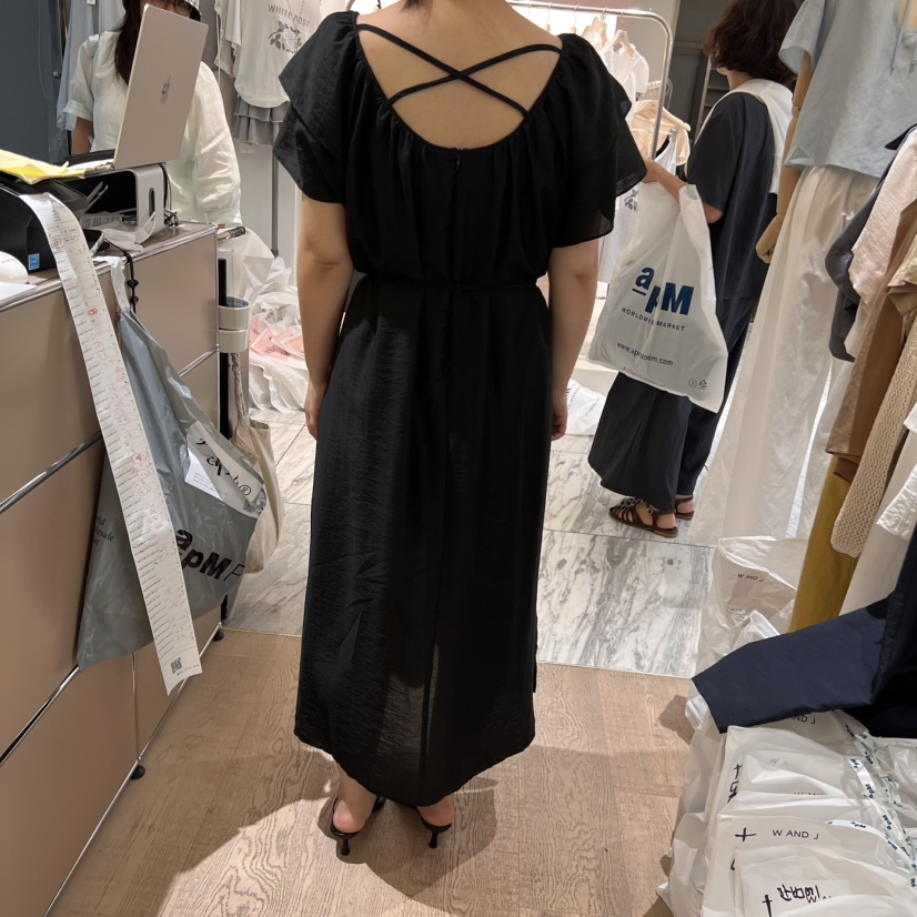 W AND J韓國直郵㊣女裝新品25春夏休閑推薦熱賣連衣裙含腰繩W AND J連衣裙
