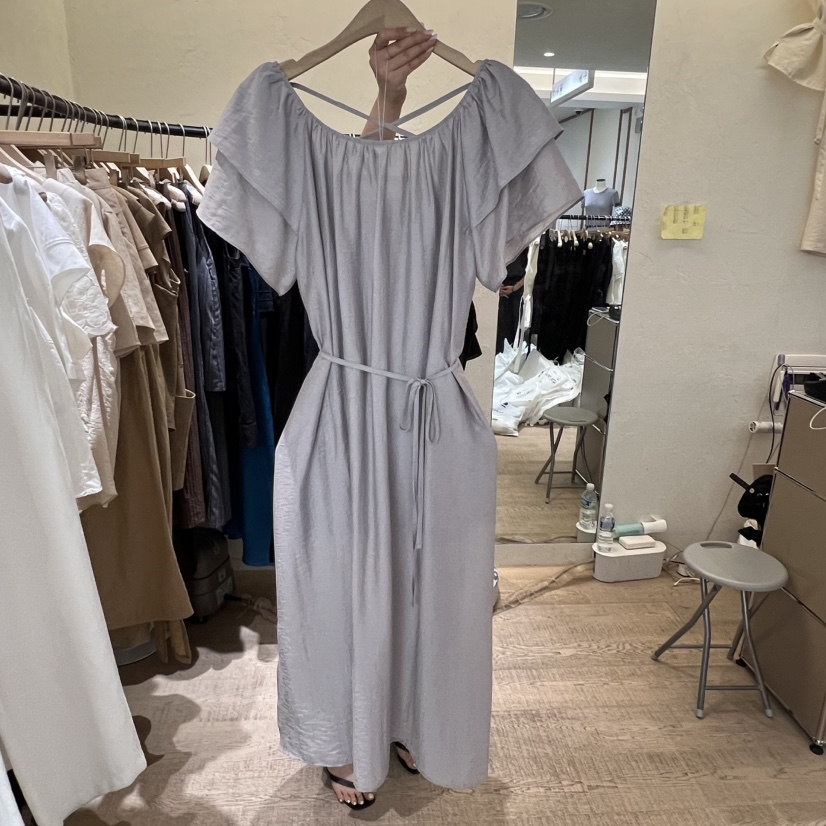 W AND J韓國直郵㊣女裝新品25春夏休閑推薦熱賣連衣裙含腰繩W AND J連衣裙