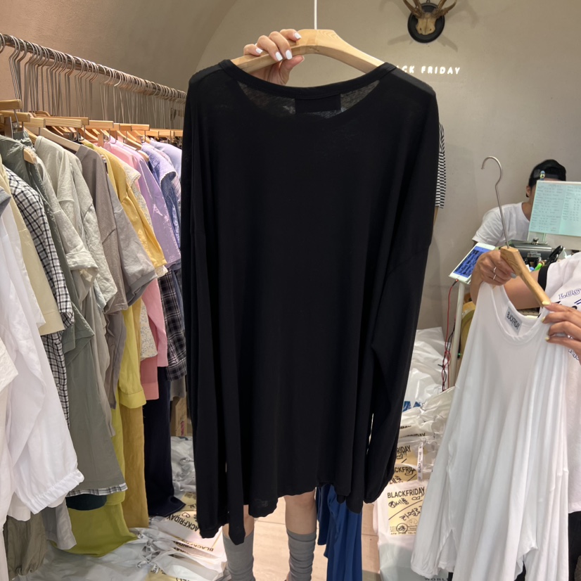 BLACKFRIDAY東大門㊣實拍女裝新款職業熱賣時尚25春夏長袖T恤BLACK FRIDAY長袖T恤