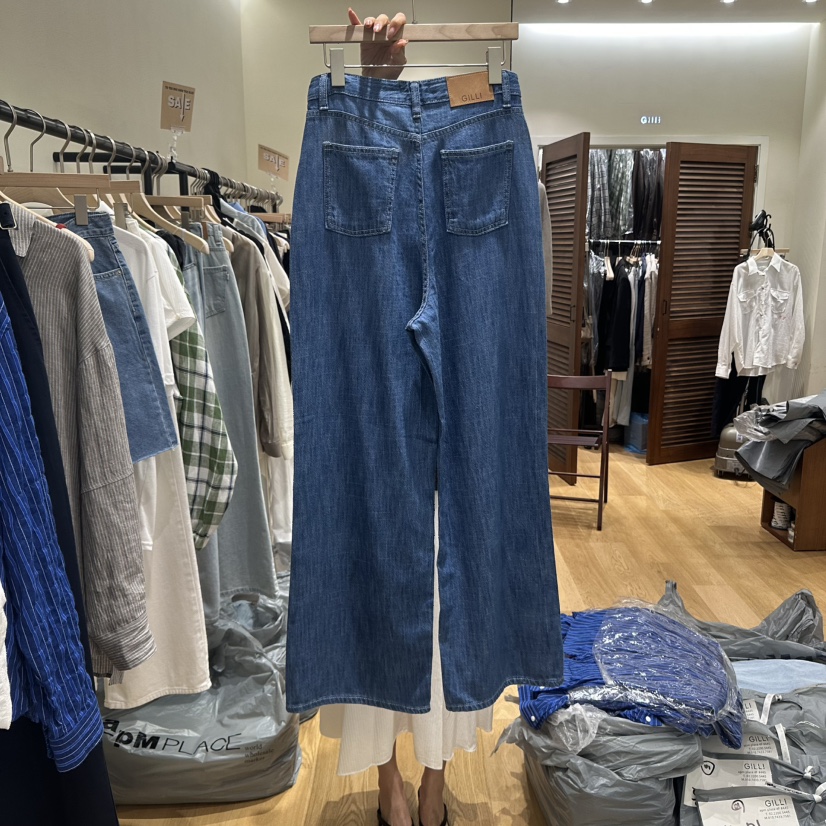 GILLI韓國直郵㊣女裝新品真品熱賣25春夏推薦人氣時尚牛仔褲GILLI牛仔褲