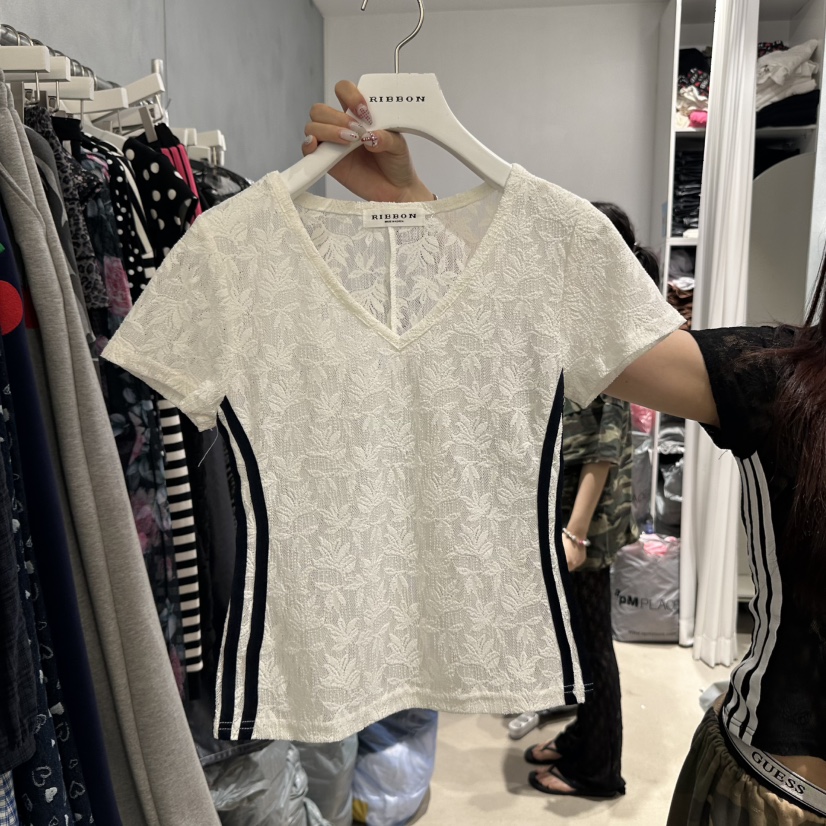 RIBBON東大門㊣實拍女士新品熱賣人氣真品時尚休閑襯衫蕾絲衫RIBBON襯衫/蕾絲衫圖色1