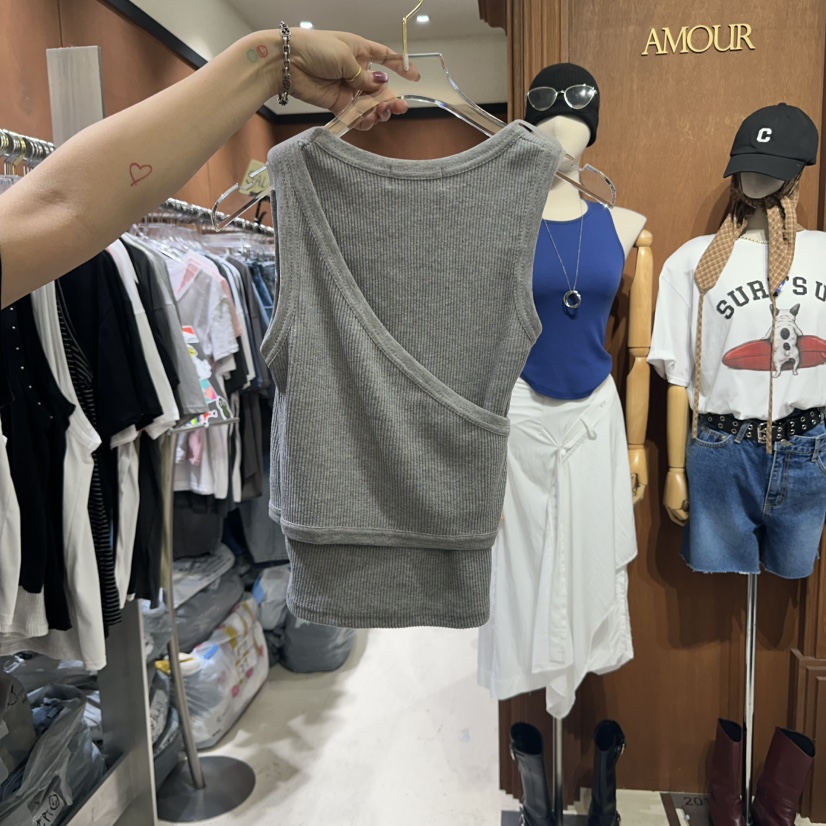 AMOUR東大門㊣直郵女士新款人氣熱賣真品時尚休閑吊帶背心雙面AMOUR吊帶/背心