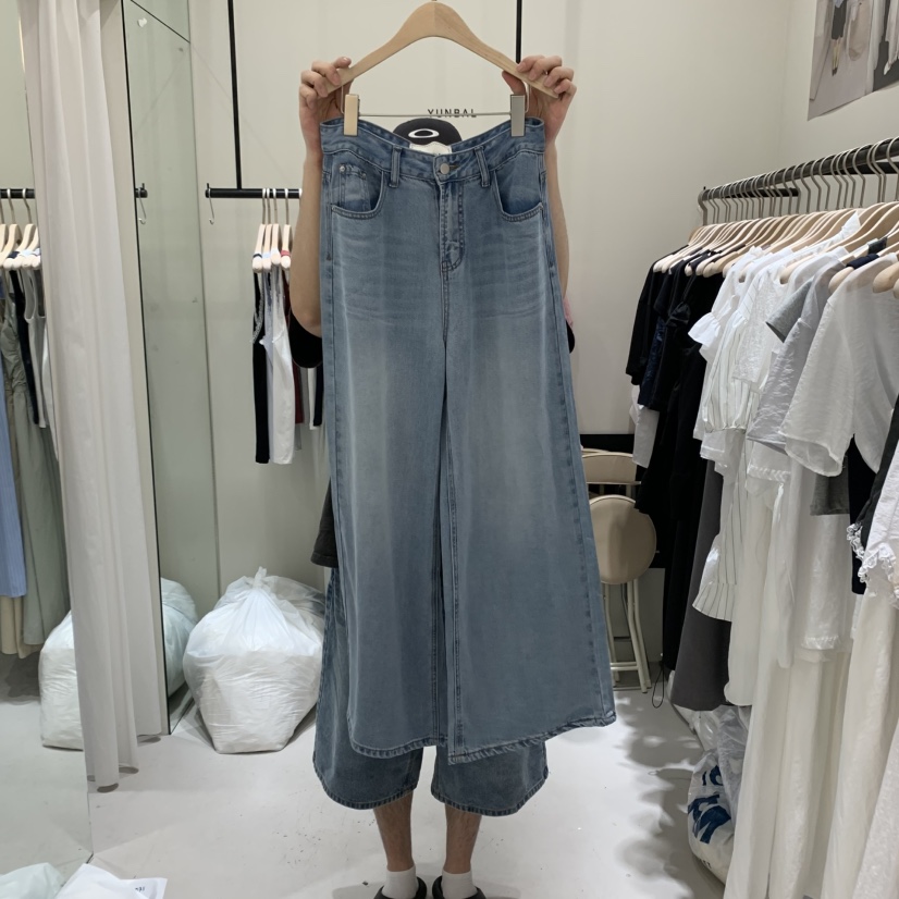 YUNBAL韓國代購㊣女裝新品25春夏時尚熱賣休閑牛仔褲天絲打折YUNBAL牛仔褲