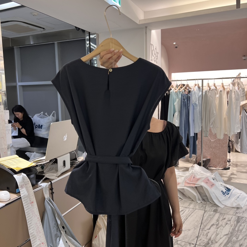 W AND J東大門㊣實拍女裝新品時尚休閑職業襯衫蕾絲衫含腰帶W AND J襯衫/蕾絲衫