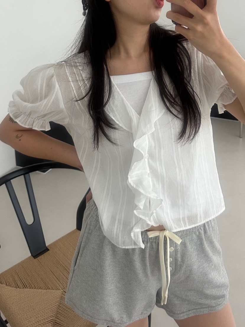 MURS東大門㊣直郵女裝新品熱賣時尚25春夏人氣真品襯衫蕾絲衫MURS襯衫/蕾絲衫