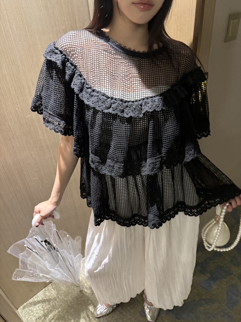 MAISONDEGLORY東大門㊣代購女士新品25春夏人氣襯衫蕾絲衫網眼MAISON DE GLORY襯衫/蕾絲衫
