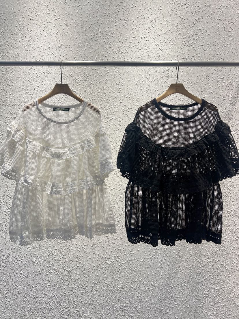 MAISONDEGLORY東大門㊣代購女士新品25春夏人氣襯衫蕾絲衫網眼MAISON DE GLORY襯衫/蕾絲衫