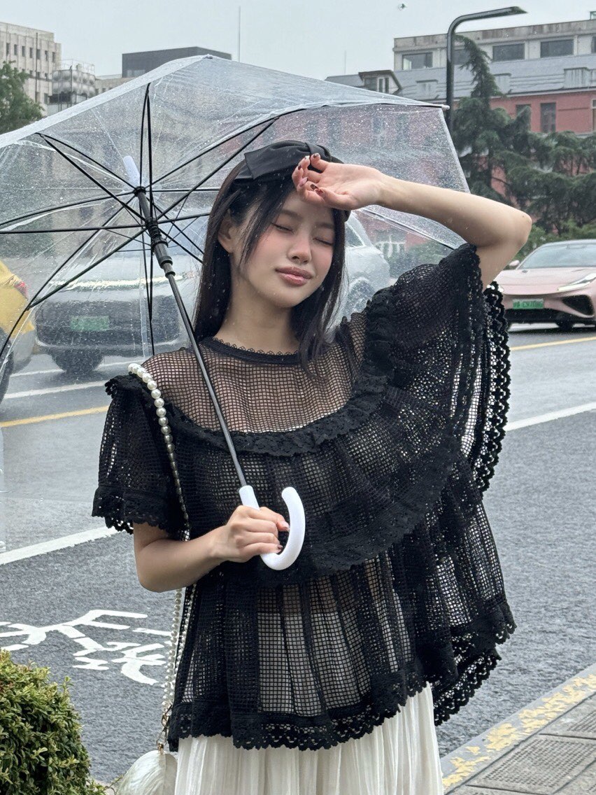 MAISONDEGLORY東大門㊣代購女士新品25春夏人氣襯衫蕾絲衫網眼MAISON DE GLORY襯衫/蕾絲衫
