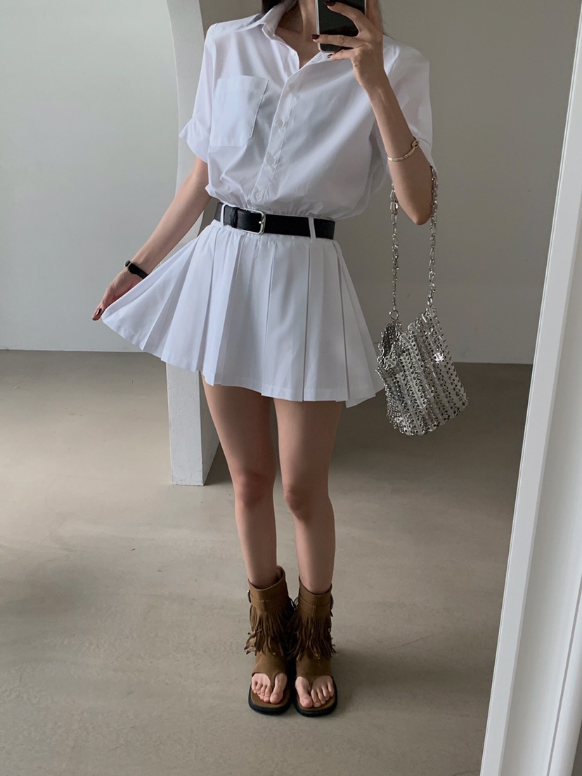 VERANDA韓國代購㊣女裝新款人氣職業熱賣休閑連衣裙含腰帶褶皺VERANDA連衣裙