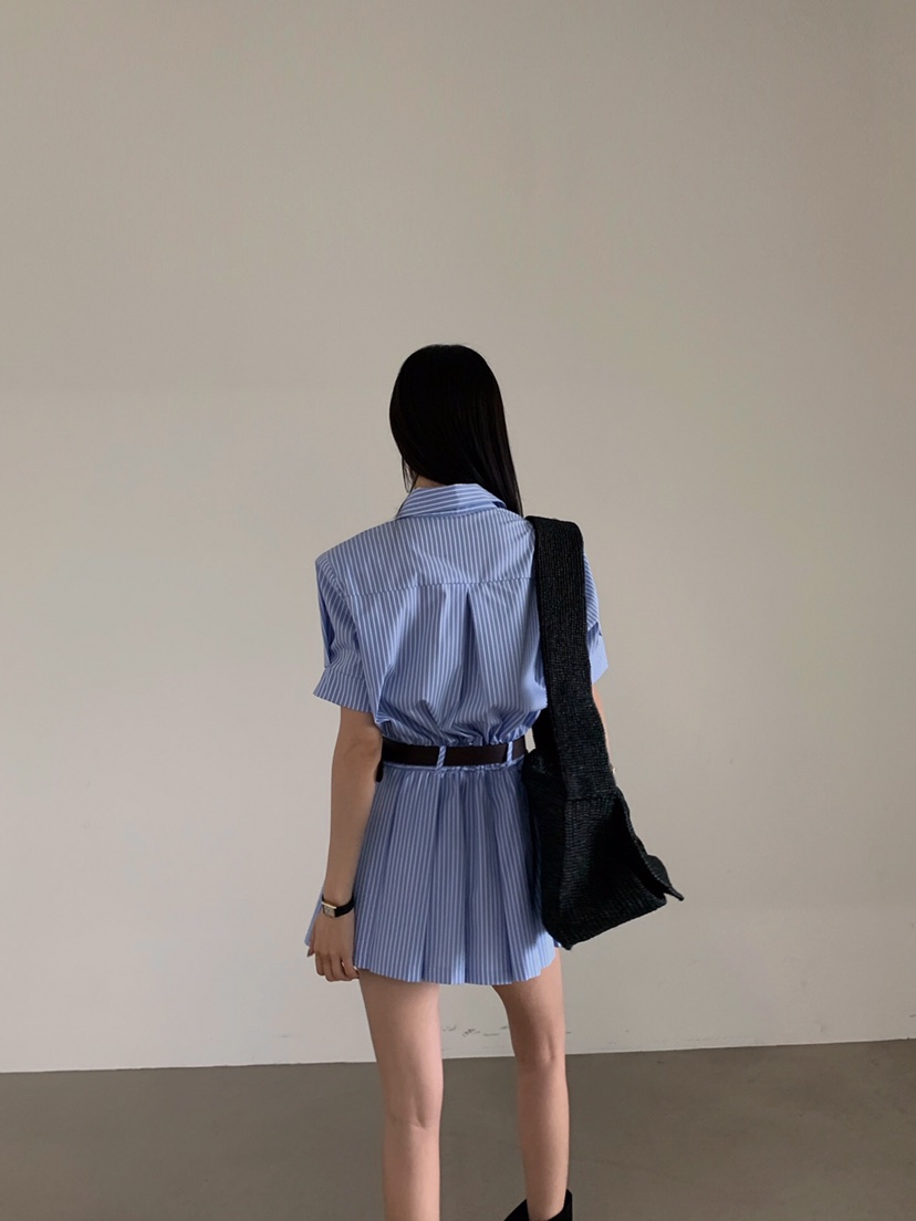 VERANDA韓國代購㊣女裝新款人氣職業熱賣休閑連衣裙含腰帶褶皺VERANDA連衣裙