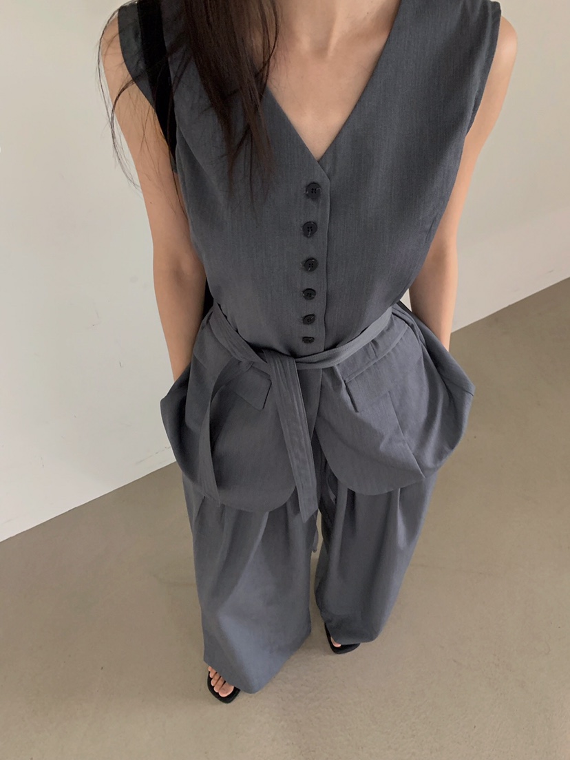 VERANDA東大門㊣代購女裝新品熱賣時尚人氣真品休閑馬甲含腰帶VERANDA馬甲