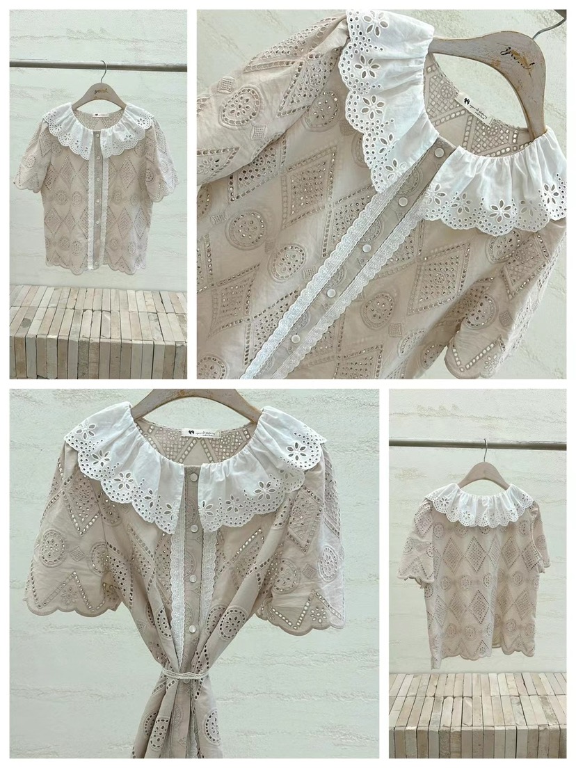 YARD東大門㊣代購女裝新品25春夏職業時尚真品襯衫蕾絲衫刺繡YARD襯衫/蕾絲衫