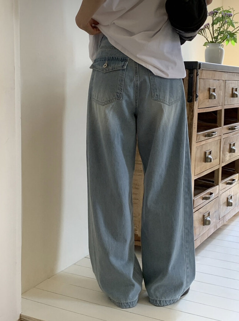 EOMPIT韓國代購㊣女裝新品休閑推薦職業25春夏人氣時尚牛仔褲EOMPIT牛仔褲
