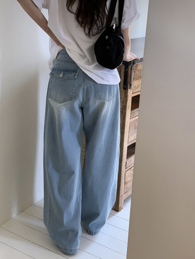 EOMPIT韓國代購㊣女裝新品休閑推薦職業25春夏人氣時尚牛仔褲EOMPIT牛仔褲