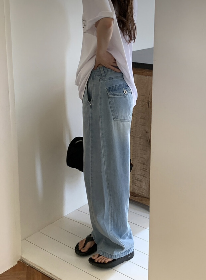 EOMPIT韓國代購㊣女裝新品休閑推薦職業25春夏人氣時尚牛仔褲EOMPIT牛仔褲