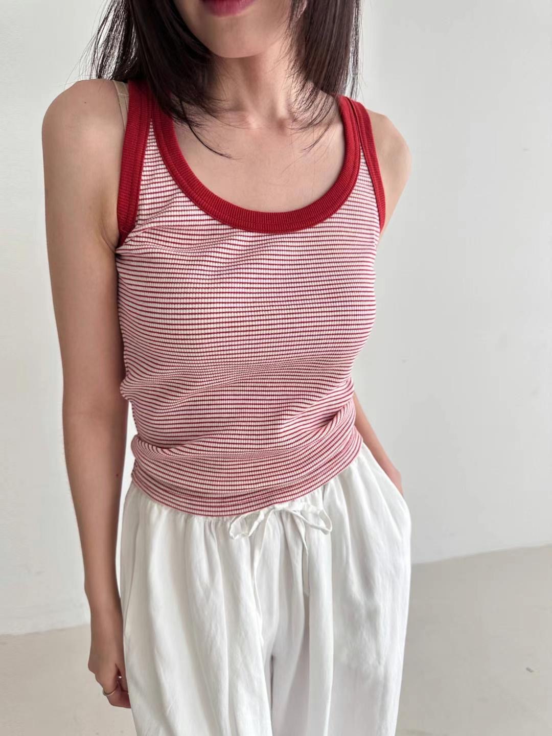 CYLINDER韓國直郵㊣女士新品時尚休閑熱賣推薦吊帶背心條紋CYLINDER吊帶/背心