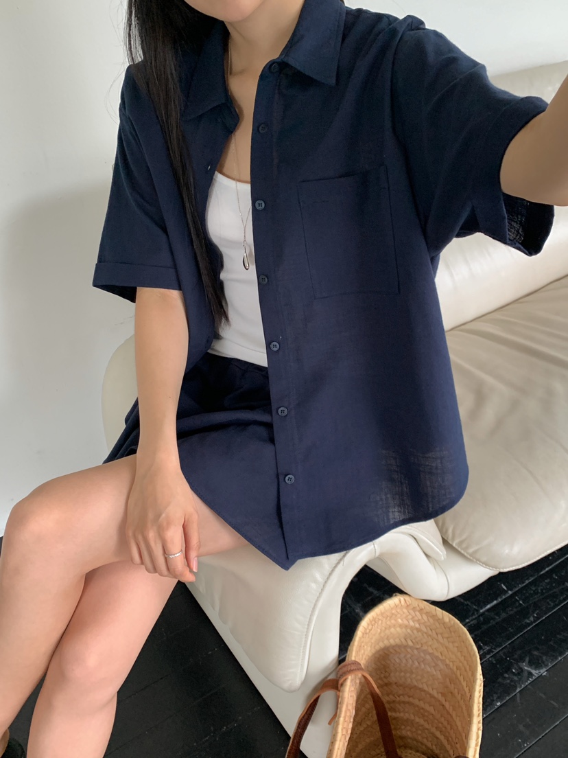 ROUGH東大門㊣代購女裝新款時尚熱賣休閑人氣襯衫蕾絲衫亞麻ROUGH襯衫/蕾絲衫