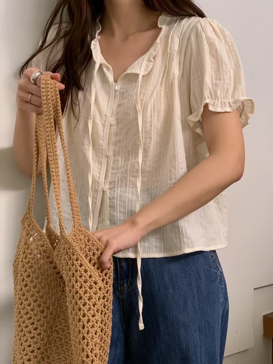 VINE韓國代購㊣女士新款熱賣推薦人氣真品休閑時尚襯衫蕾絲衫VINE襯衫/蕾絲衫