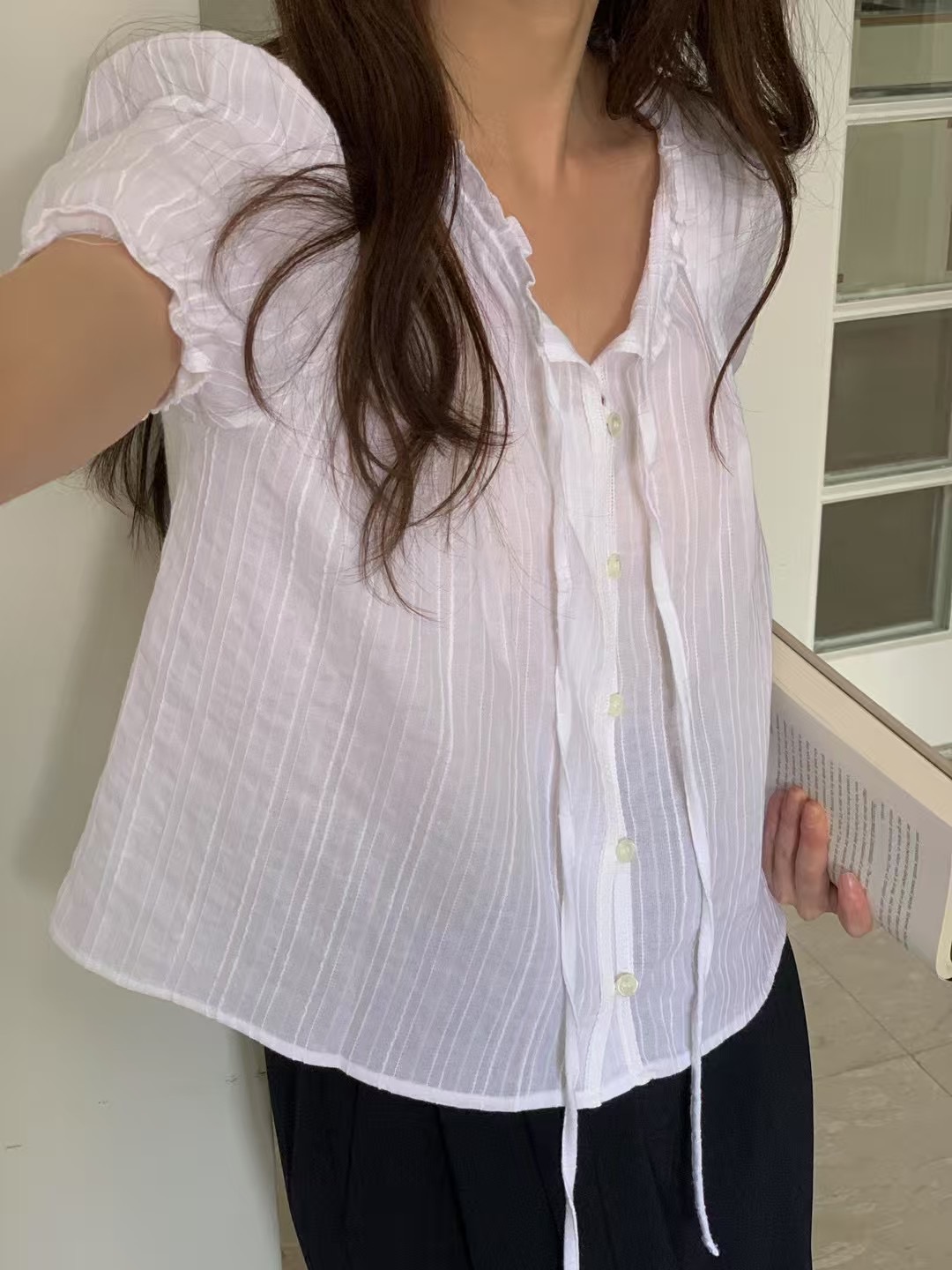 VINE韓國代購㊣女士新款熱賣推薦人氣真品休閑時尚襯衫蕾絲衫VINE襯衫/蕾絲衫圖色2