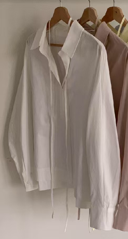 VINE東大門㊣實拍女裝新款真品25春夏休閑襯衫蕾絲衫含腰繩VINE襯衫/蕾絲衫圖色1