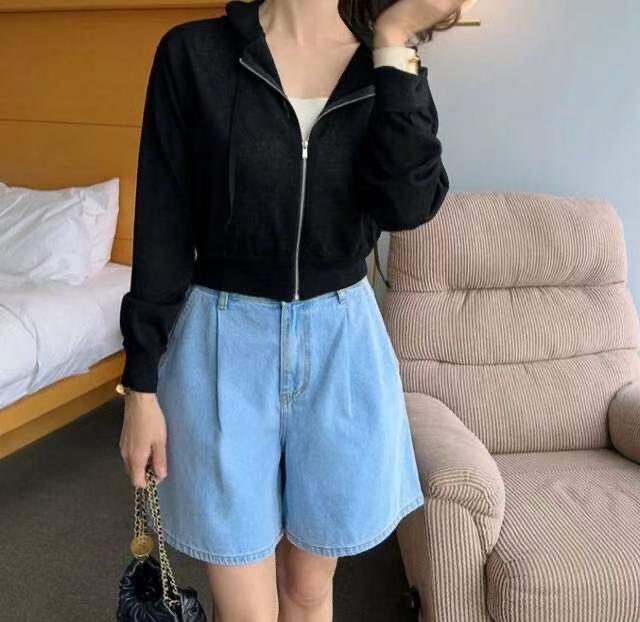 SMILE東大門㊣代購女裝新品時尚休閑真品熱賣針織衫亞麻連帽SMILE針織衫圖色4