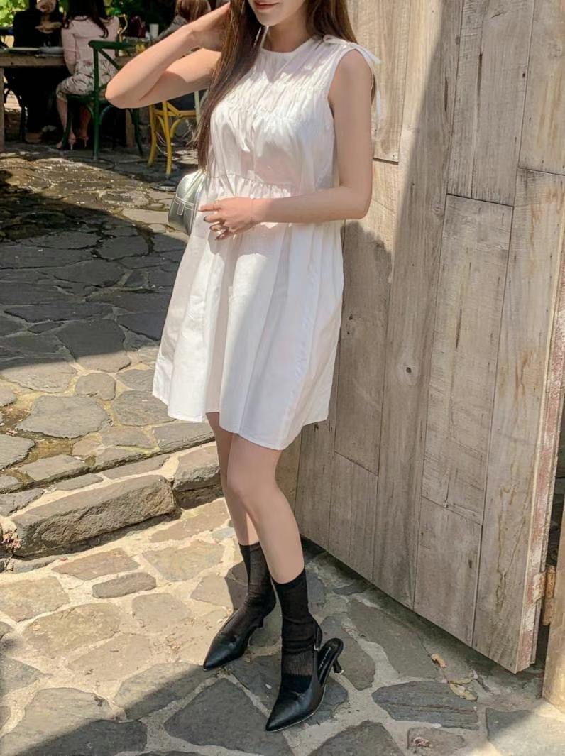 SMILE東大門㊣直郵女裝新款休閑真品熱賣25春夏推薦連衣裙褶皺SMILE連衣裙