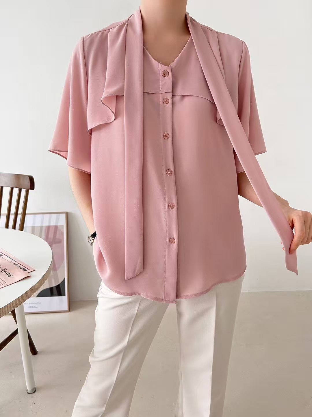 DAILY PROJECT-데일리프로젝트-T東大門㊣直郵女士新品真品襯衫蕾絲衫含脖帶DAILY PROJECT襯衫/蕾絲衫
