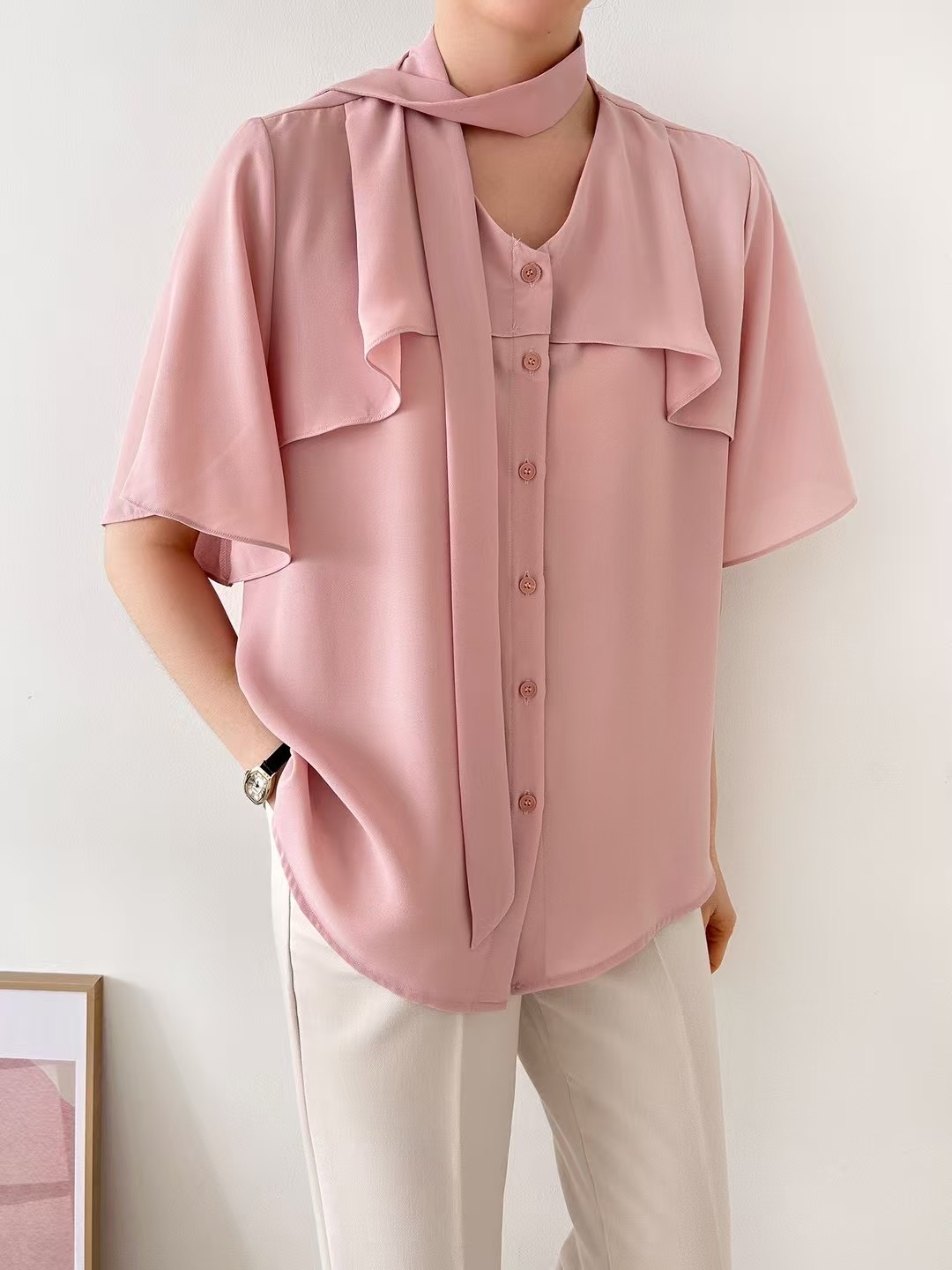 DAILY PROJECT-데일리프로젝트-T東大門㊣直郵女士新品真品襯衫蕾絲衫含脖帶DAILY PROJECT襯衫/蕾絲衫圖色2